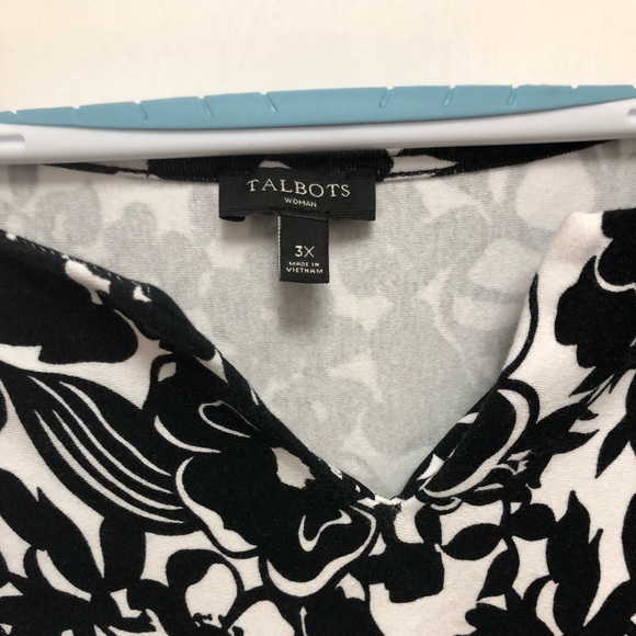 EUC 3X Talbots Dress Floral Black & White - Picture 6 of 9